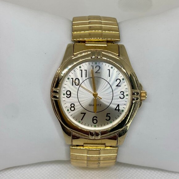 Puritan good tone men watch 36mm round quartz analog stretch size 7” running - Picture 1 of 6